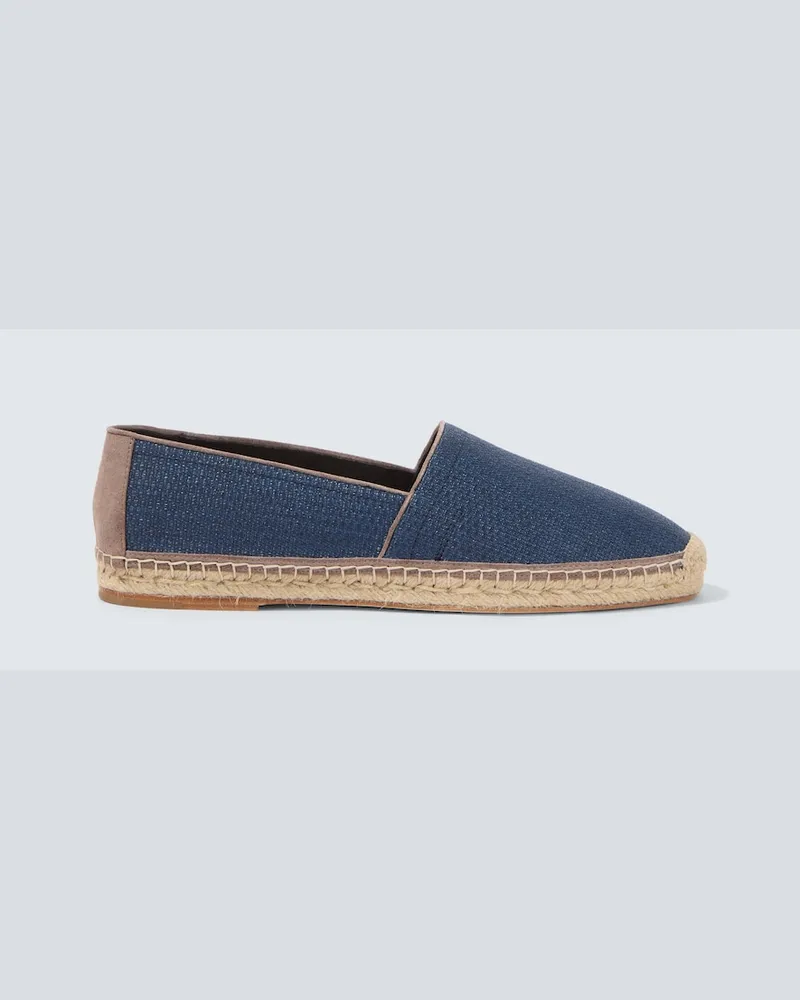 Brunello Cucinelli Espadrilles aus Canvas mit Veloursleder Blau