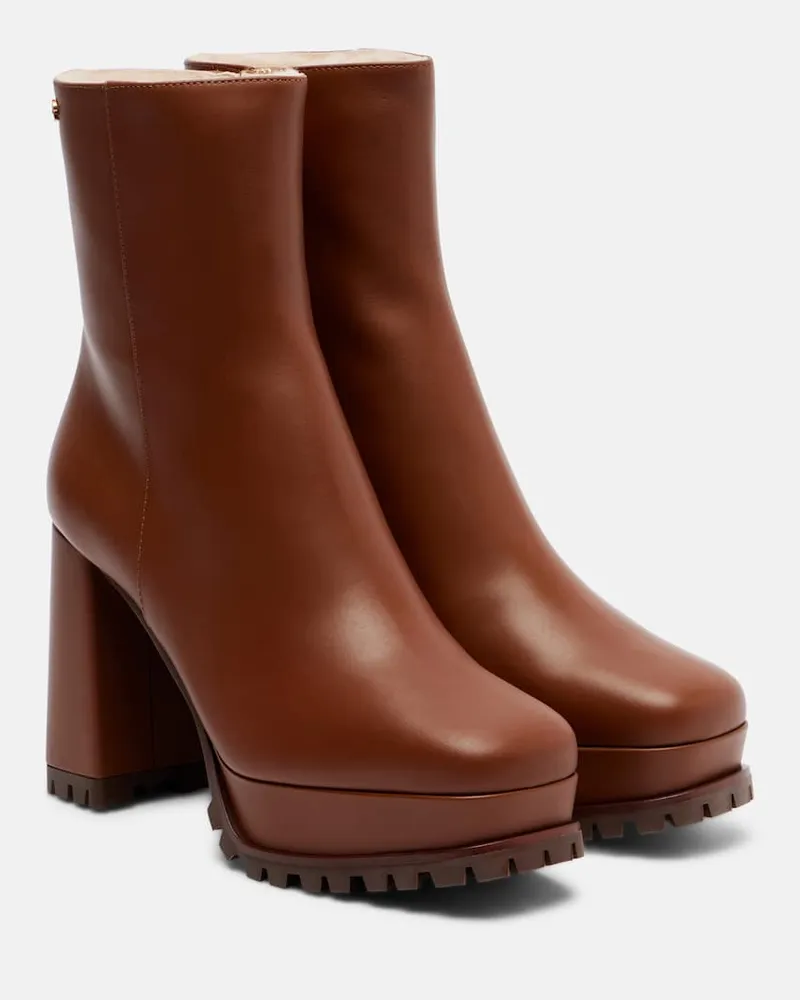 Gianvito Rossi Ankle Boots 70 aus Leder mit Shearling Braun