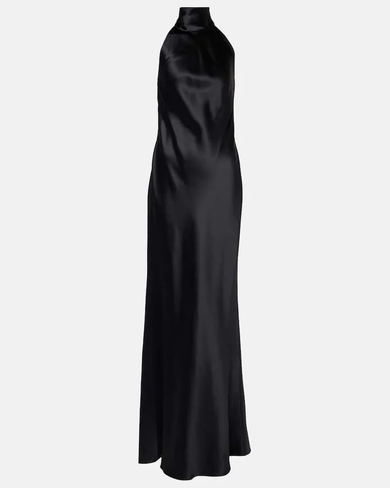 Ralph Lauren Robe Chilton aus Satin Schwarz