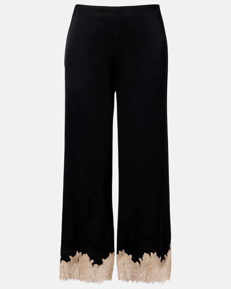 RIXO Weite Hose Marcela mit Spitze Schwarz