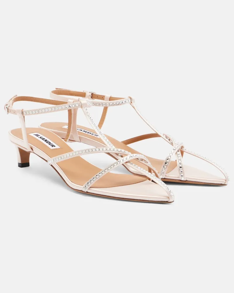 Jil Sander Sandalen Cage aus Leder mit Kristallen Rosa