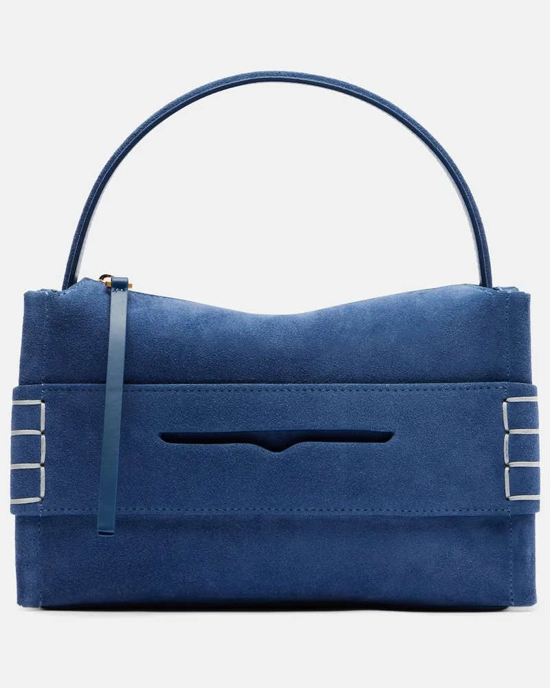 J.W.Anderson Schultertasche Loafer Small aus Veloursleder Blau