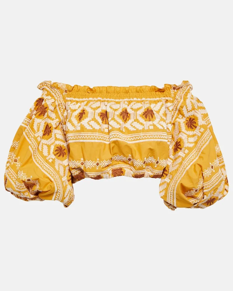 Johanna Ortiz Cropped-Top Cañaveral aus Baumwolle Gelb