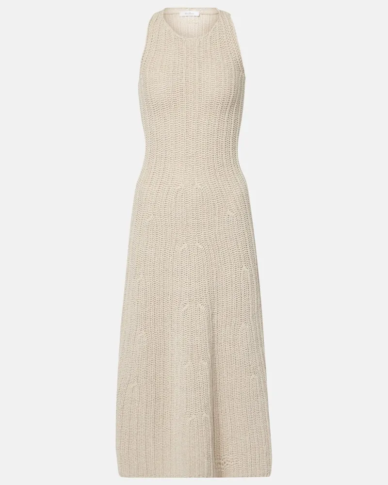 Max Mara Maxikleid Uccio aus Leinen und Baumwolle Beige