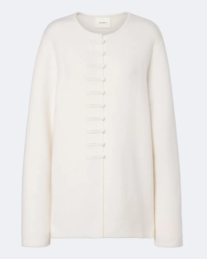 Lisa Yang Cardigan Han Fu aus Kaschmir Weiß