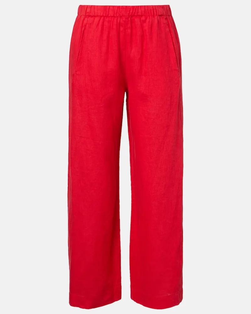 Velvet Weite Hose Lola aus Leinen Rot