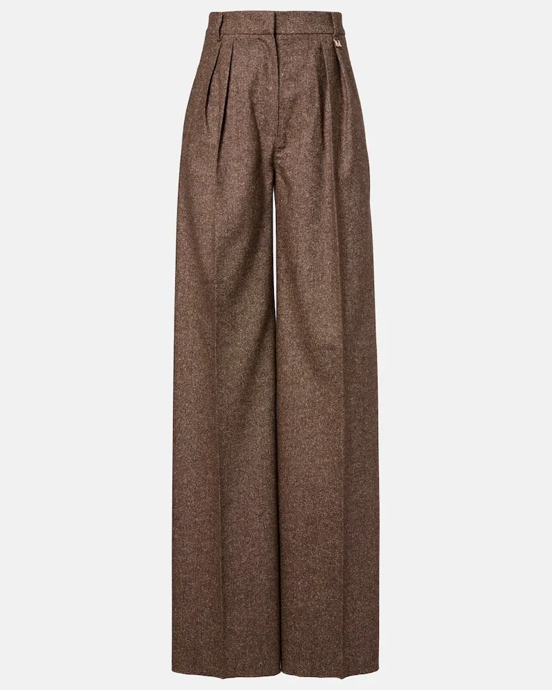 Max Mara Weite Hose Brava aus einem Wollgemisch Braun