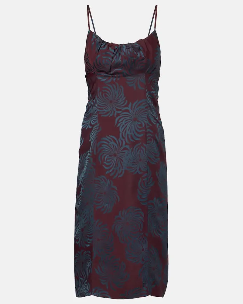 Dries van Noten Midikleid aus Jacquard Burgund