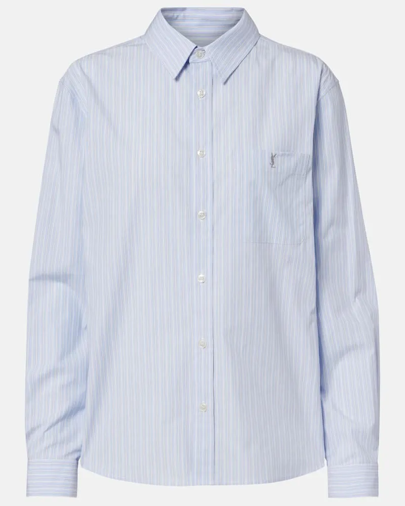 Saint Laurent Hemd aus Baumwollpopeline Blau