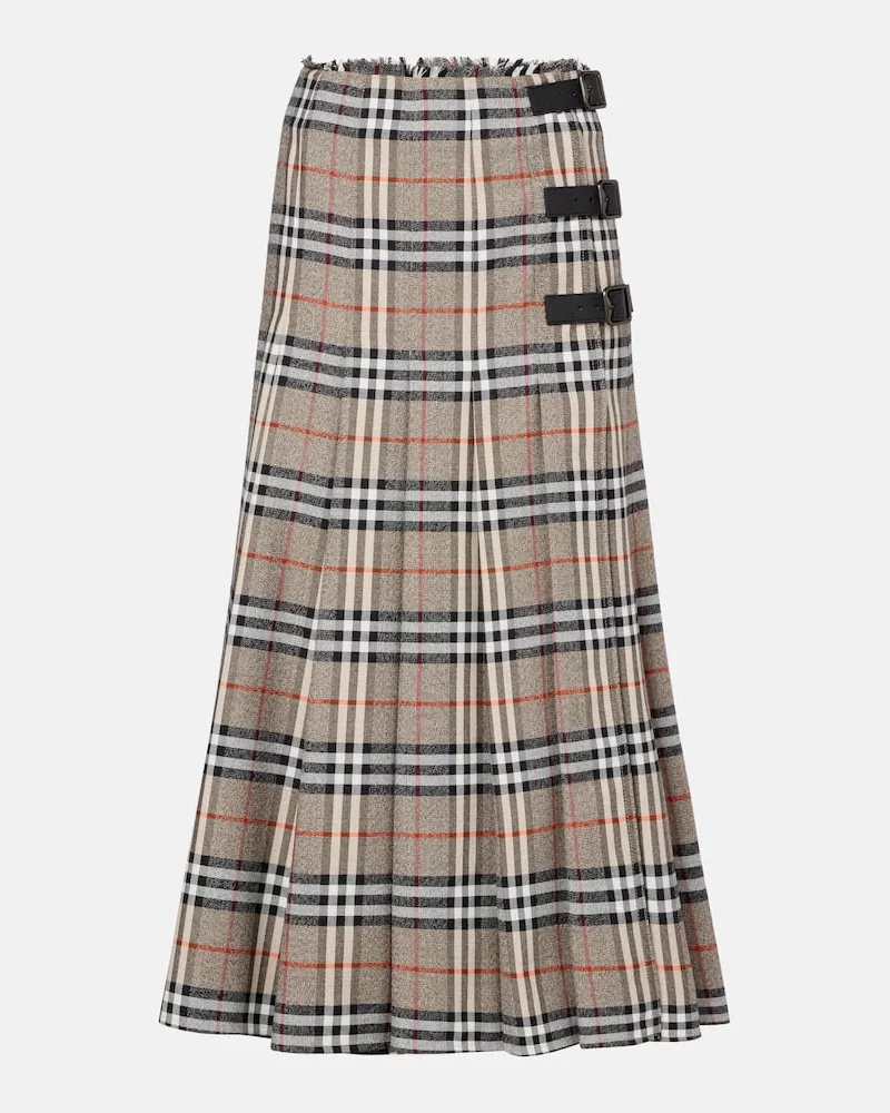 Burberry Midirock Burberry Check aus Wolle Beige