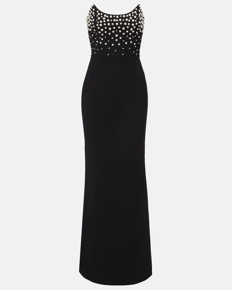 Rebecca Vallance Bustier-Robe Lynette aus Crêpe mit Zierperlen Schwarz