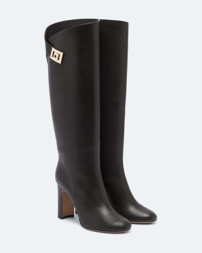 Ferragamo Kniehohe Stiefel aus Leder Braun