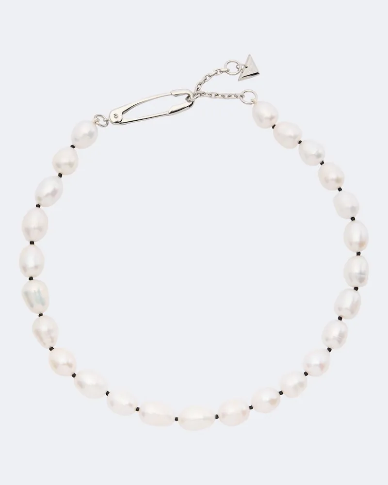 Prada Halskette mit Perlen Silber