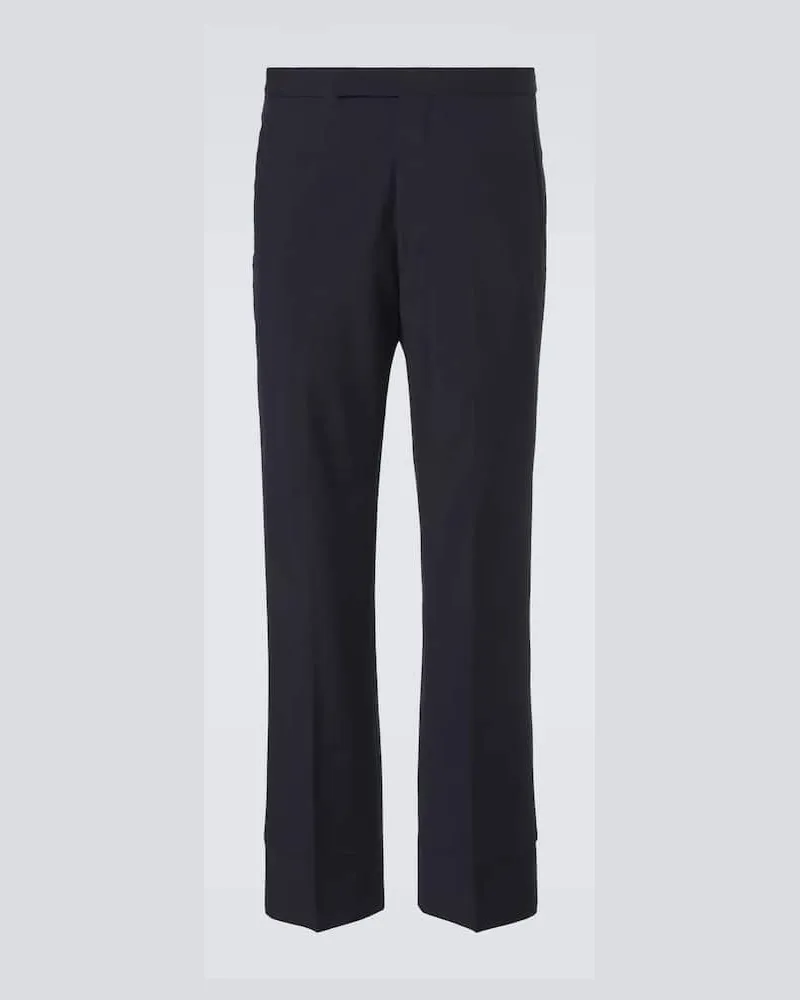 Prada Gerade Hose aus Wolle und Mohair Blau