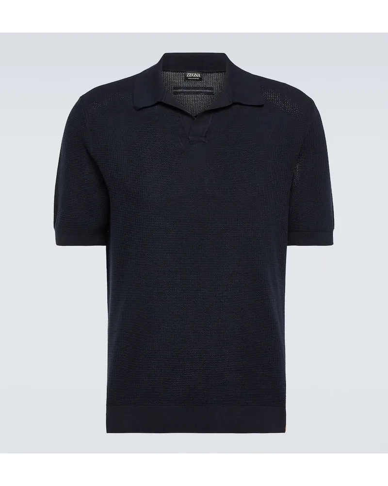 Ermenegildo Zegna Polohemd aus Baumwoll-Piqué Blau