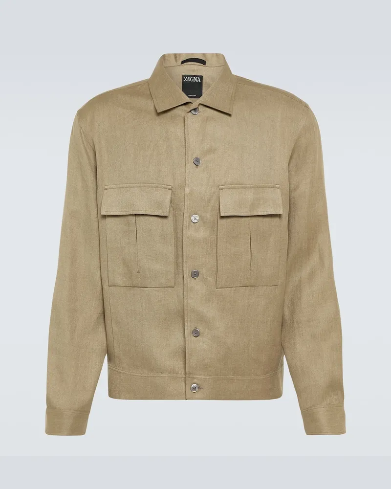 Ermenegildo Zegna Hemdjacke aus Leinen Grün