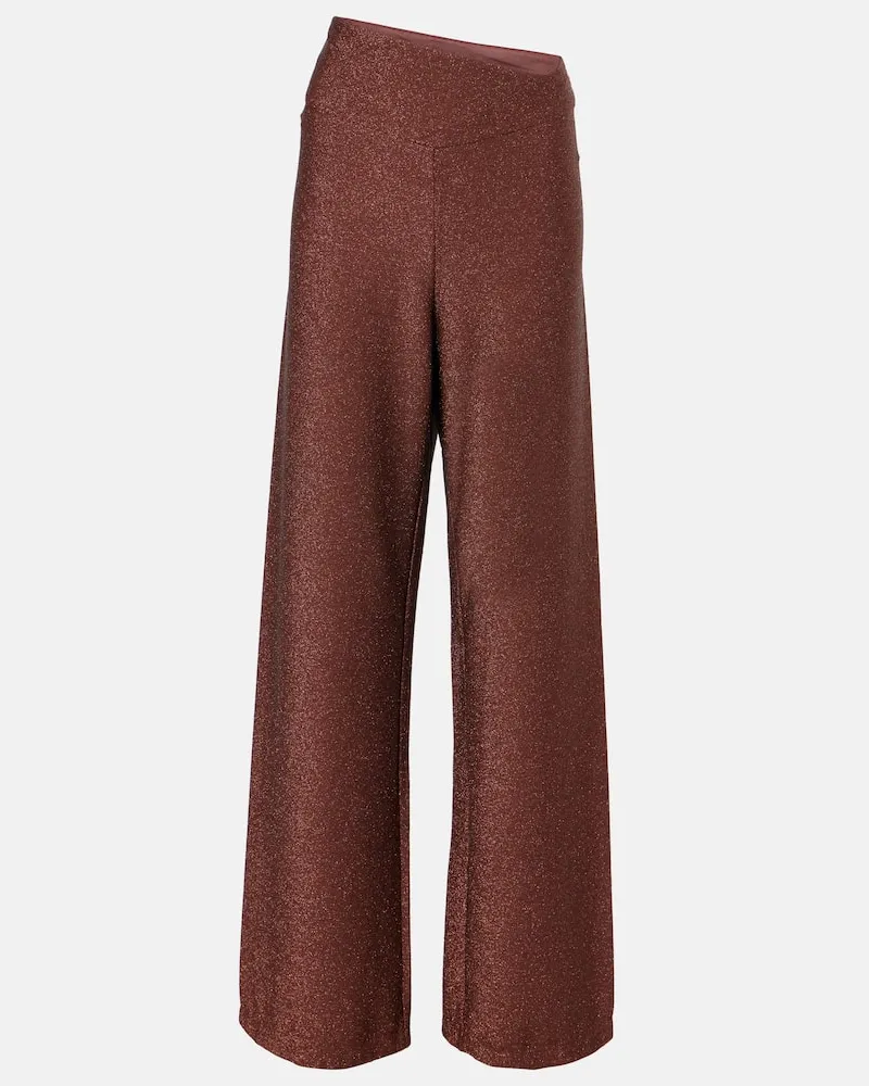 Johanna Ortiz Weite High-Rise-Hose aus Lamé Metallic