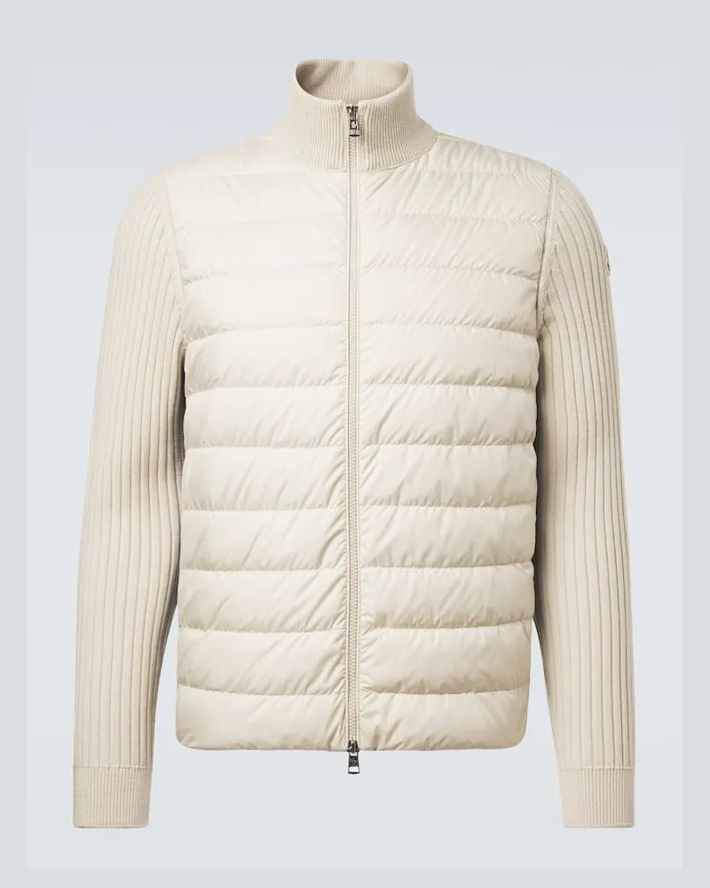 Moncler Daunenjacke mit Schurwolle Weiß