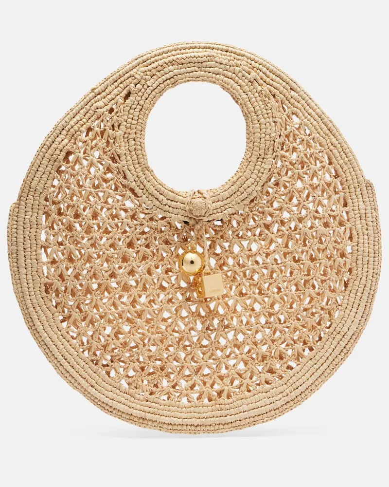Jacquemus Tote Spiaggia Small aus Raffiabast Beige