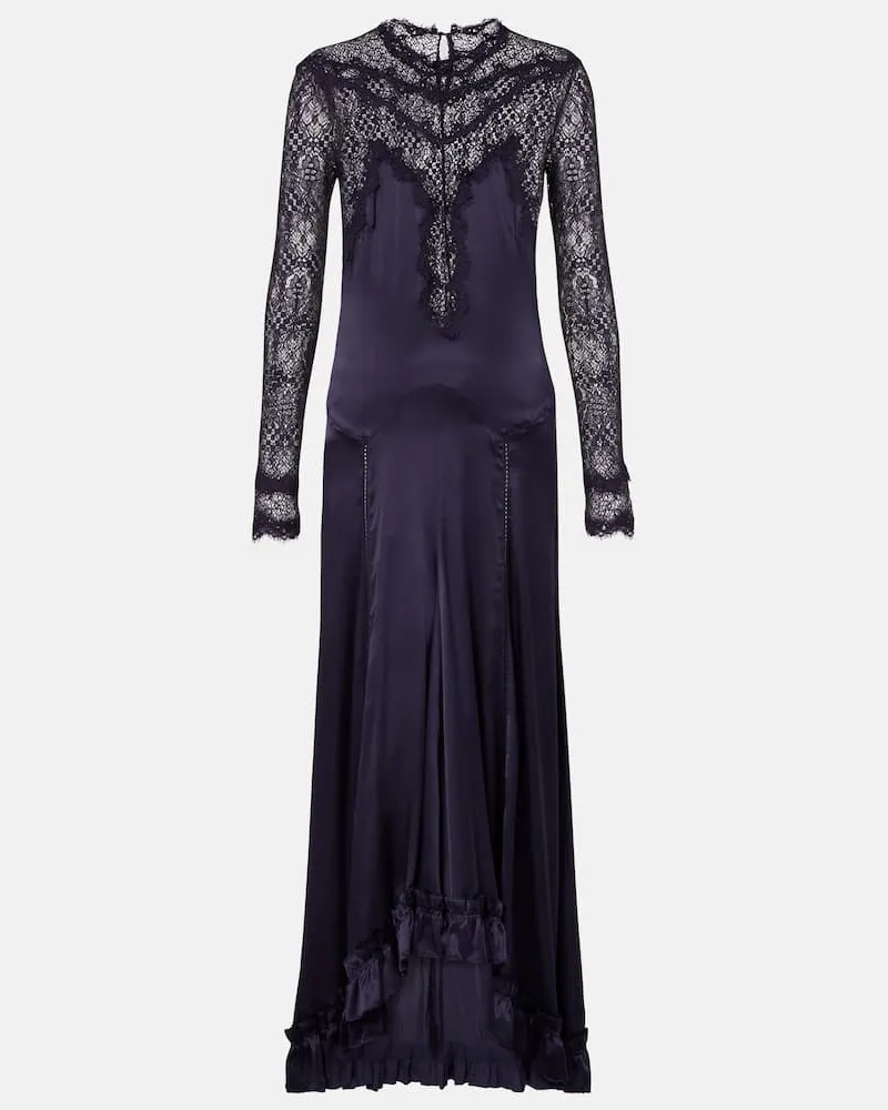 Isabel Marant Robe Dolores aus Satin mit Spitze Blau