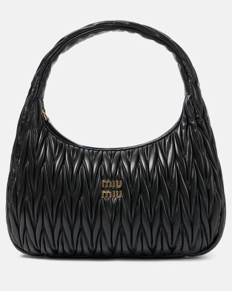 Miu Miu Tote Wander Medium aus Matelassé-Leder Schwarz