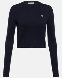 Gucci Pullover Interlocking G aus Wolle und Kaschmir Blau