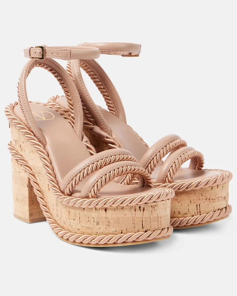 Valentino Garavani Plateausandalen VLogo Summerblocks mit Leder Pink