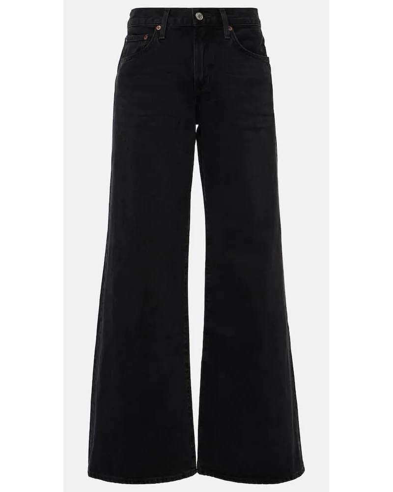 AGOLDE Low-Rise Wide-Leg Jeans Clara Schwarz