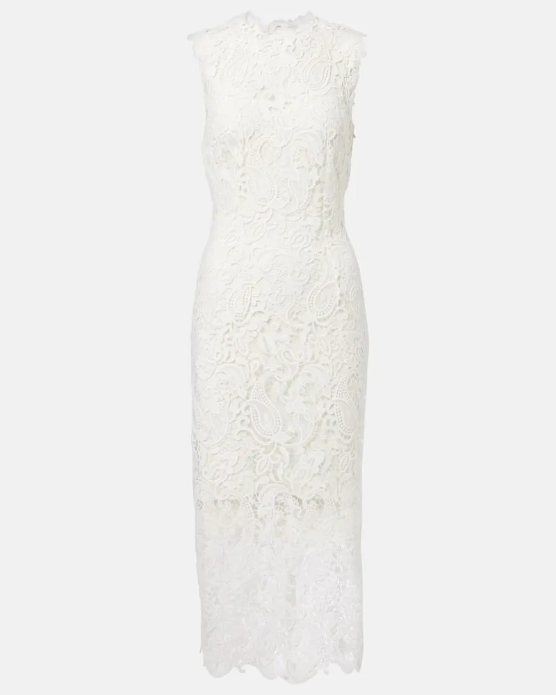 Monique Lhuillier Midikleid aus Spitze Weiß