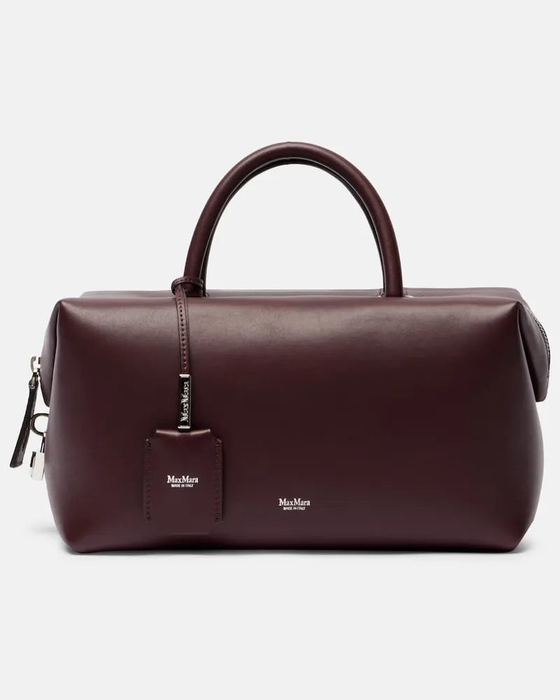 Max Mara Tote Bag Holdall Medium aus Leder Burgunderrot