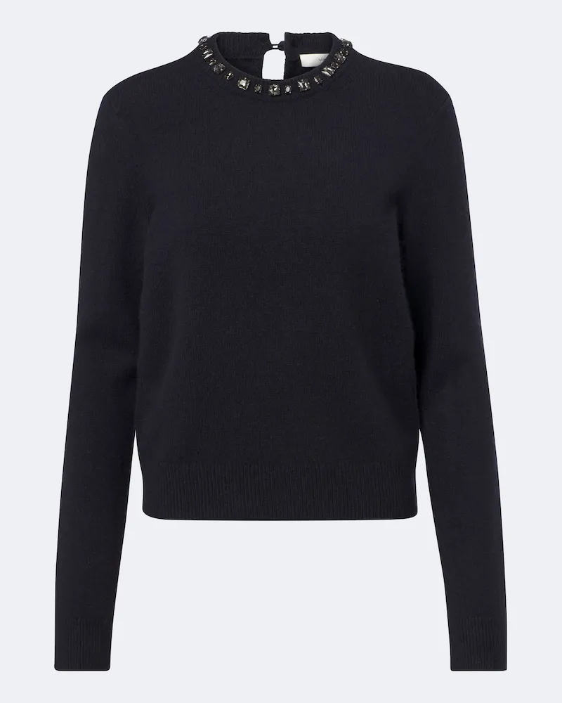 Vince Verzierter Pullover aus einem Wollgemisch Blau