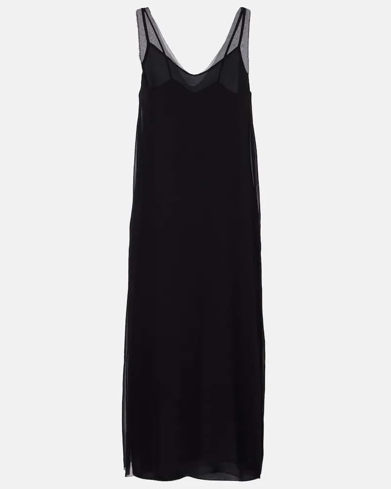 Totême Slipdress aus Seidenchiffon Schwarz