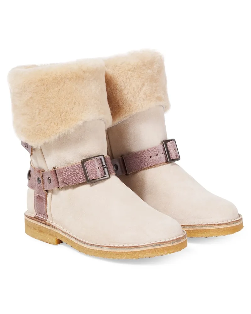 Pepe Jeans PèPè Stiefel aus Veloursleder mit Shearling Beige