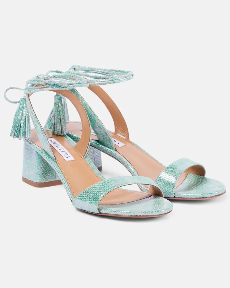 Aquazzura Sandalen Alu 50 aus Metallic-Leder Grün