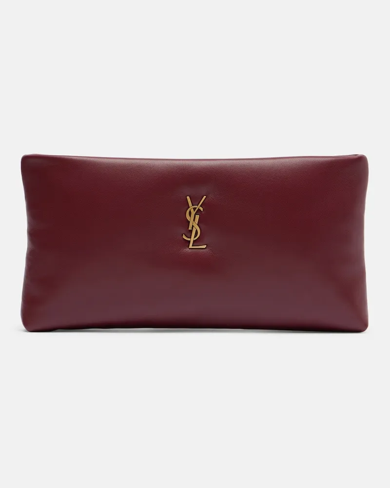 Saint Laurent Clutch Calypso aus Leder Burgund