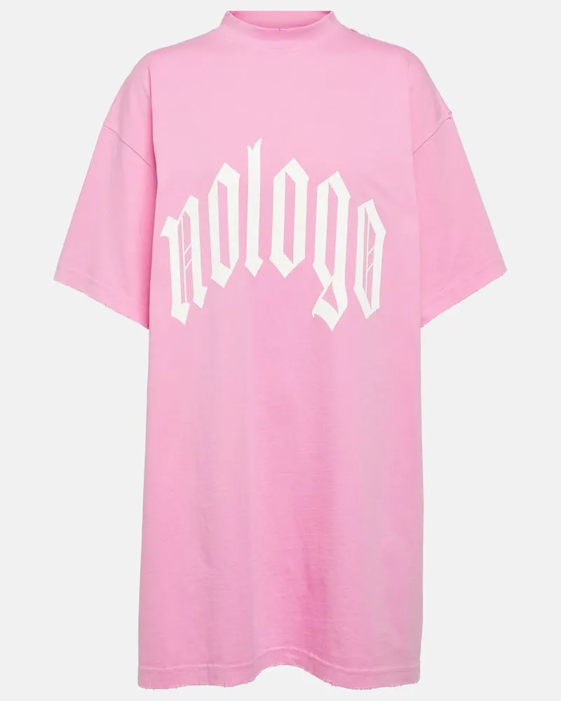 Balenciaga Bedrucktes T-Shirt aus Baumwoll-Jersey Rosa