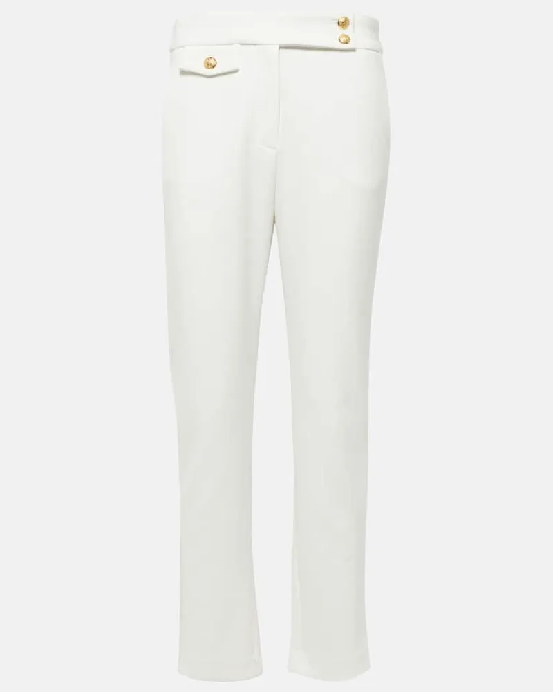 Veronica Beard Schmale Cropped Mid-Rise-Hose Renzo Weiß