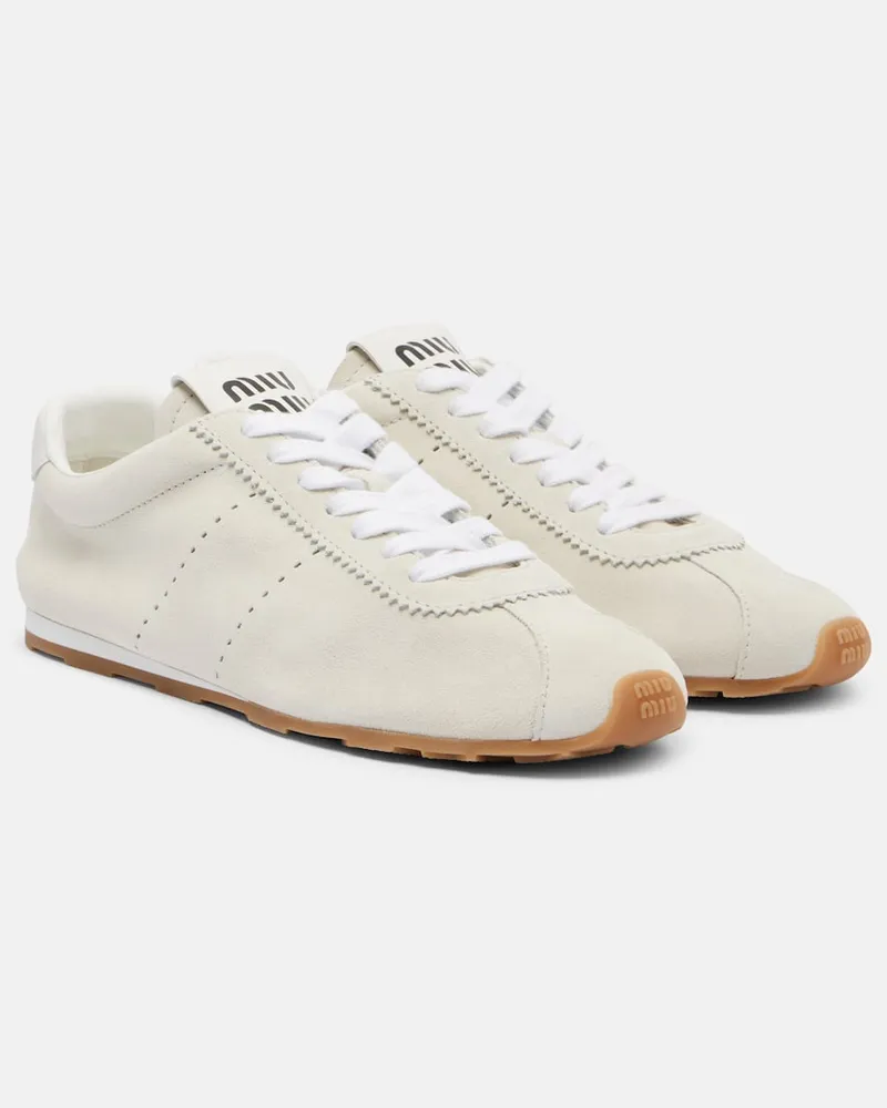 Miu Miu Sneakers Plume aus Veloursleder Weiß