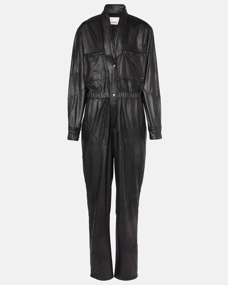 Isabel Marant Jumpsuit aus Lederimitat Schwarz