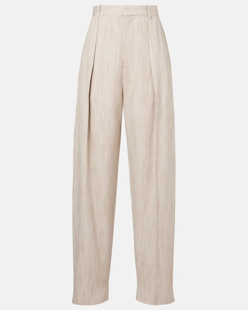Bottega Veneta High-Rise-Hose Beige