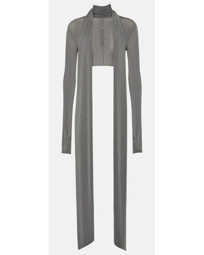 Alex Perry Verziertes Cropped-Top aus Jersey Grau