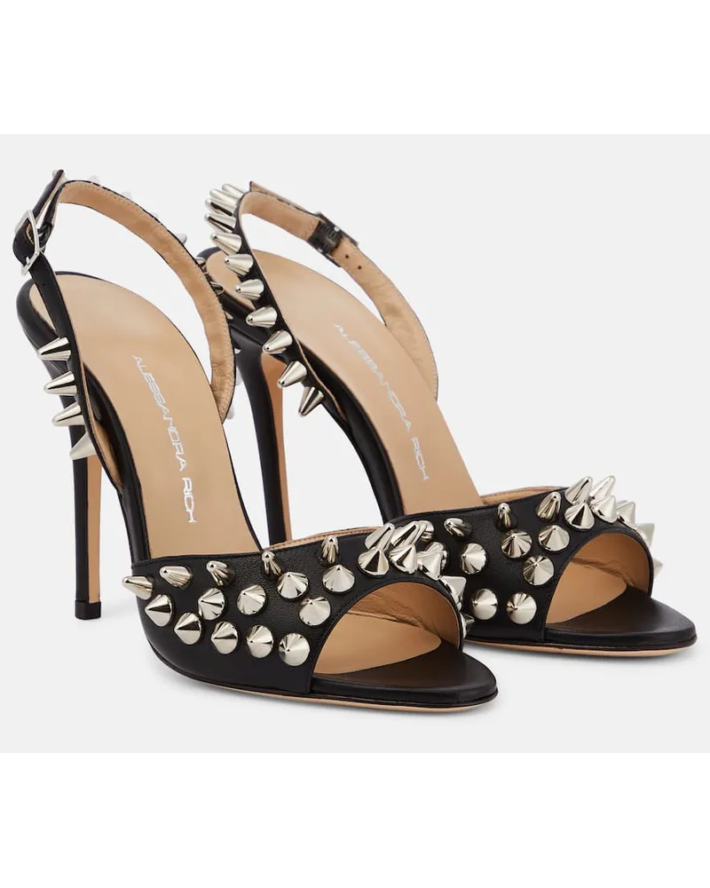Alessandra Rich Verzierte Sandalen aus Leder Schwarz