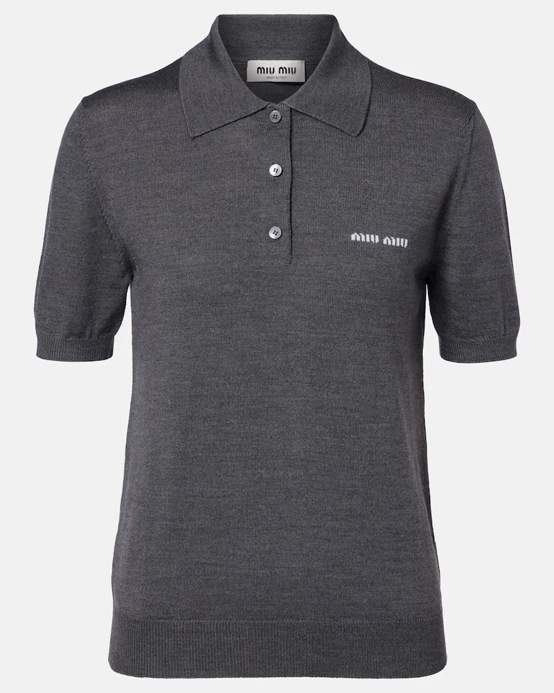 Miu Miu Polopullover aus Wolle Grau