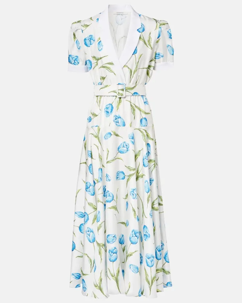 Rodarte Midikleid aus Seiden-Twill Weiß