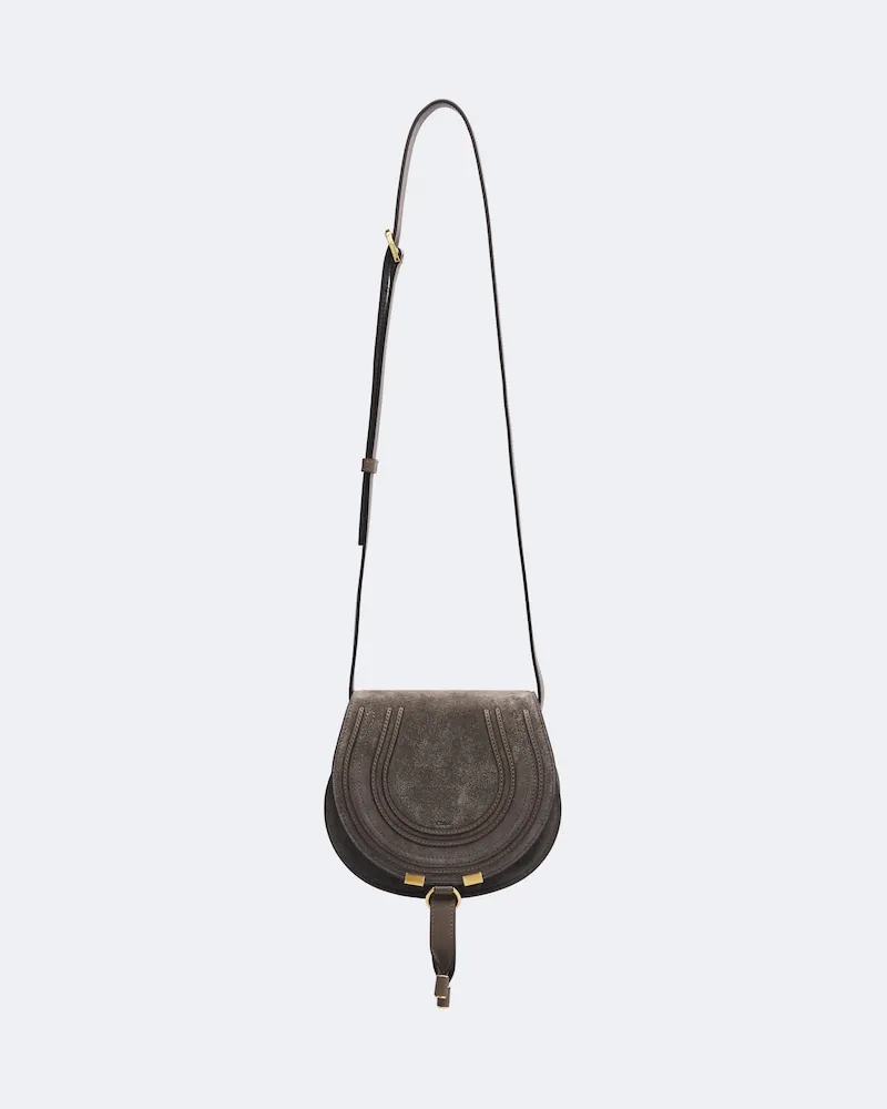 Chloé Chloé Crossbody Bag Marcie Small aus Veloursleder Grau