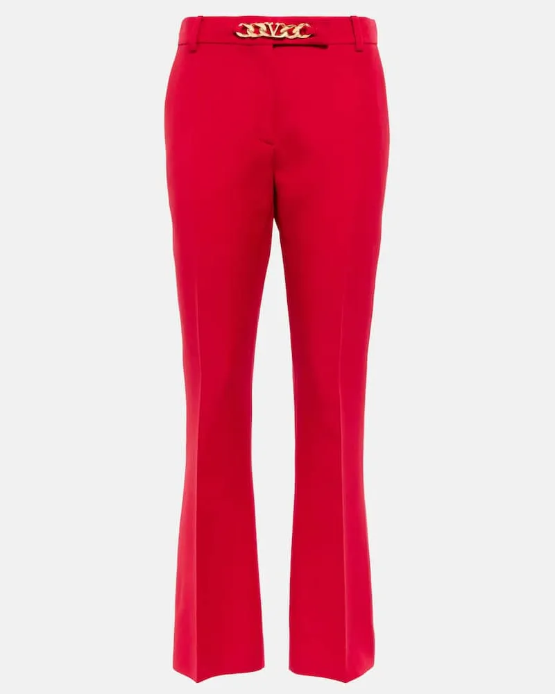 Valentino Garavani Hose VLogo aus Wolle und Seide Rot