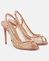 Aquazzura Verzierte Slingback-Sandalen Temptation 105 Pink