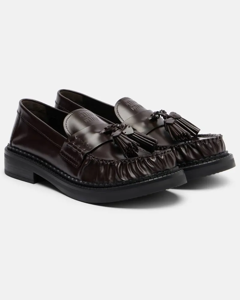 Miu Miu Loafers aus Leder Braun
