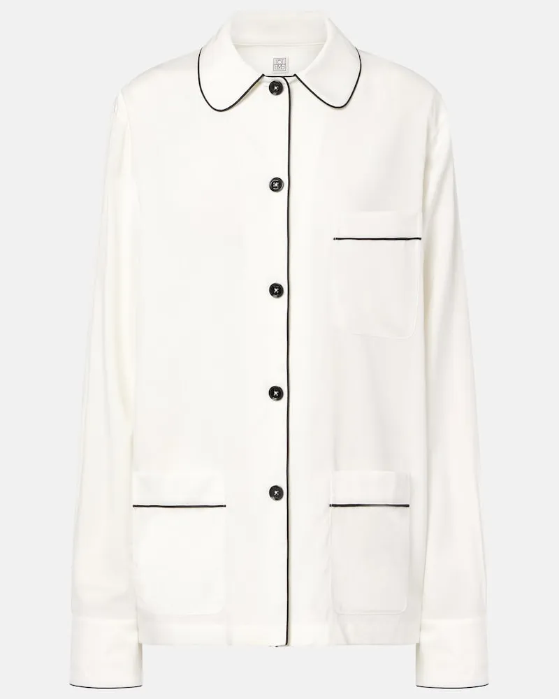 Totême Oversize-Hemd aus Seide Weiß