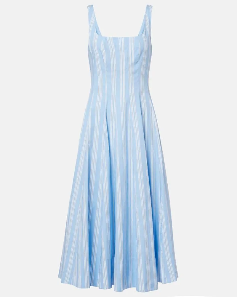 STAUD Midikleid Wells aus Baumwolle Blau